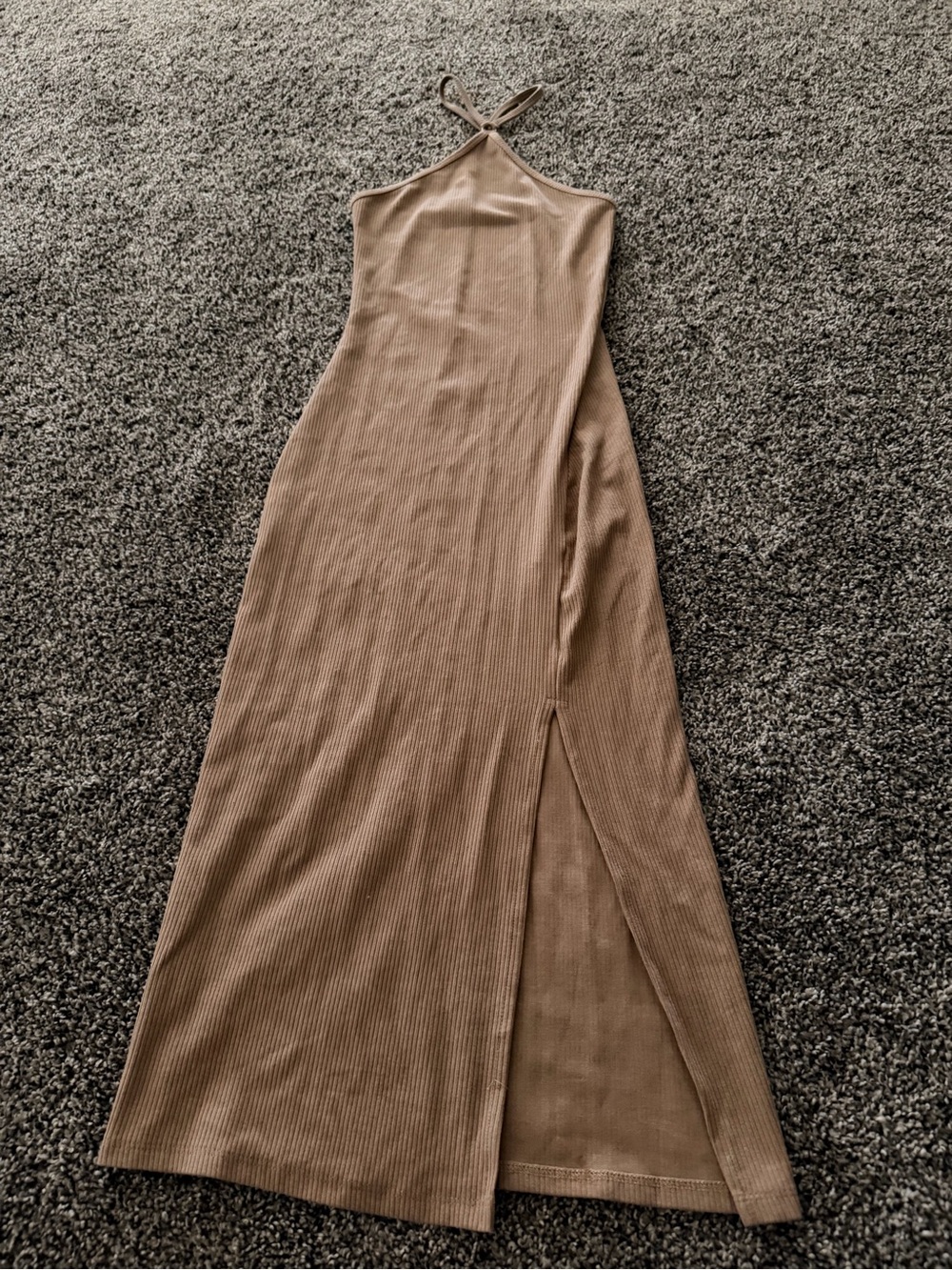 Nude Ribbed Maxi Dress - Picture 3 of 6